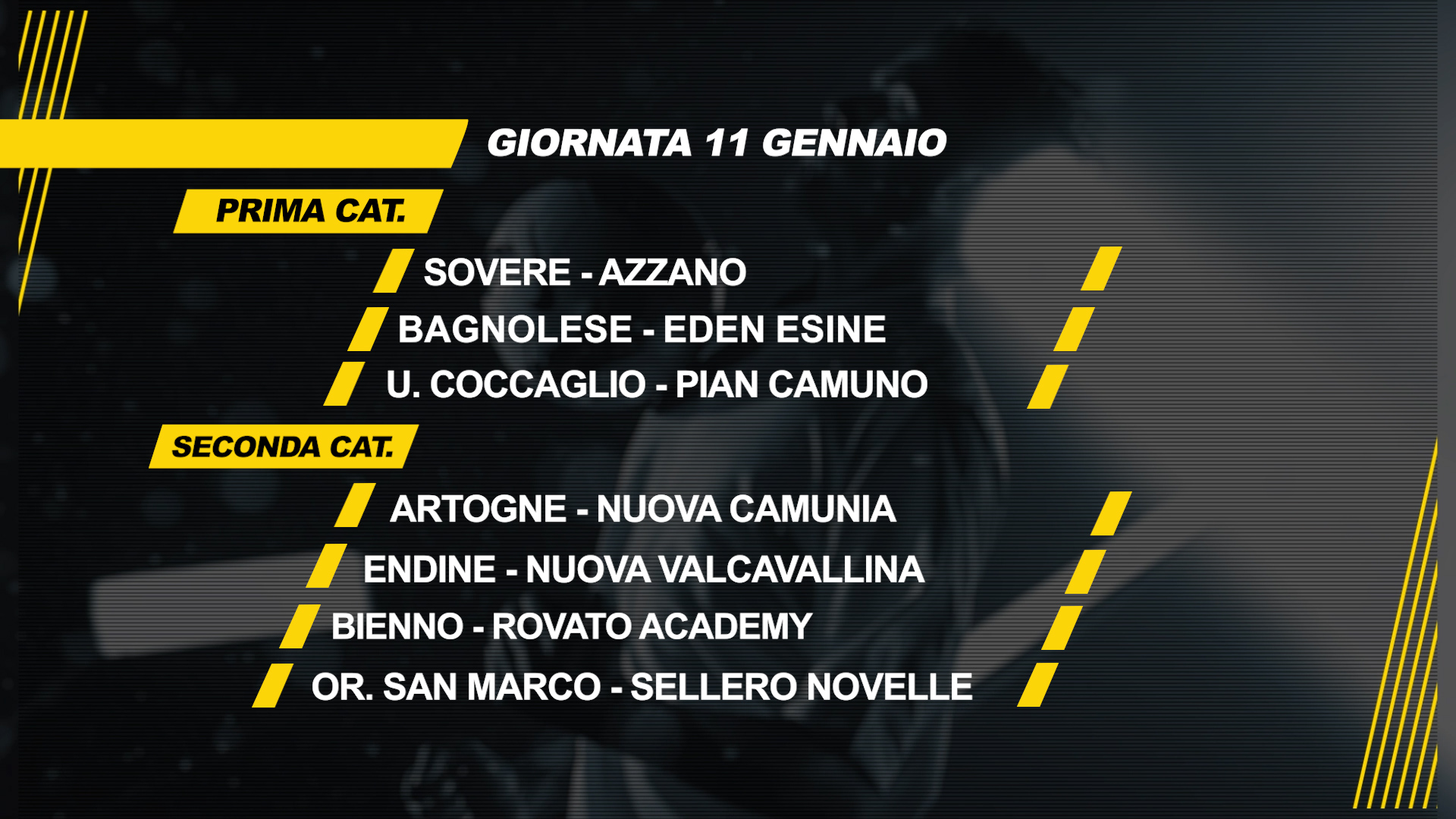 Torna in campo il calcio dilettanti dopo la sosta natalizia
